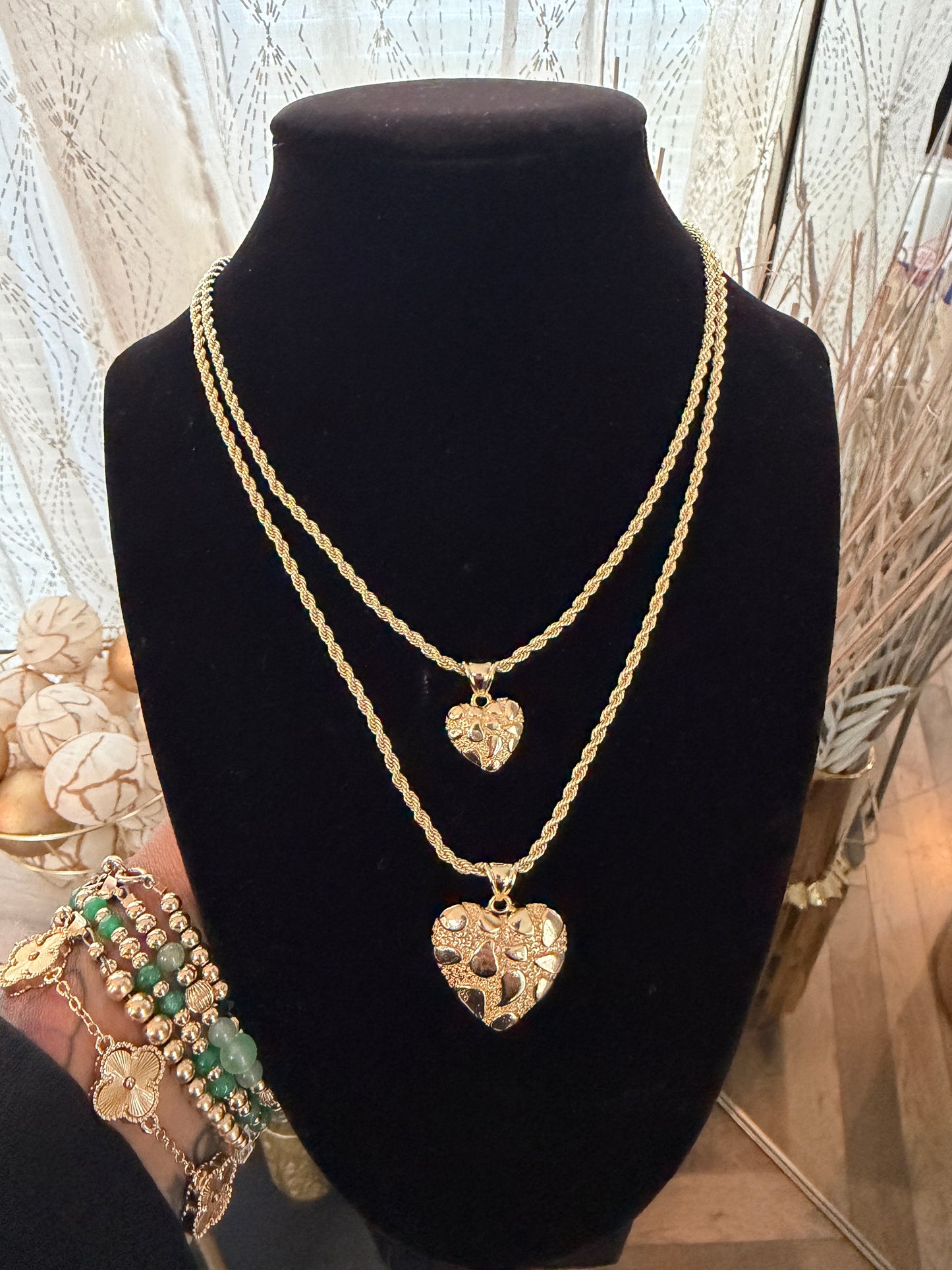 NUGGET HEART PENDANT W/CHAIN